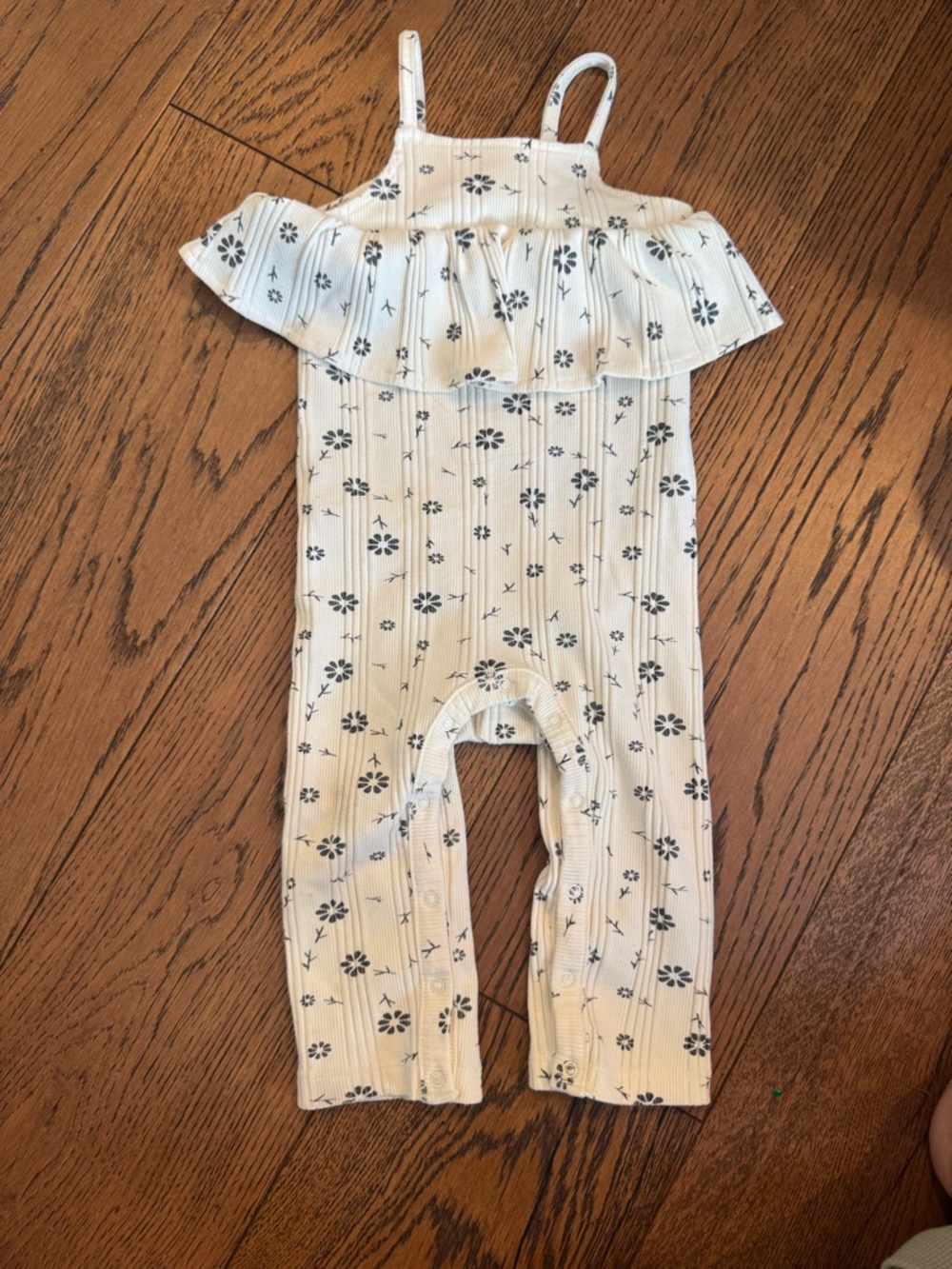 Greyson Mini Cream Floral Ruffled Baby Romper